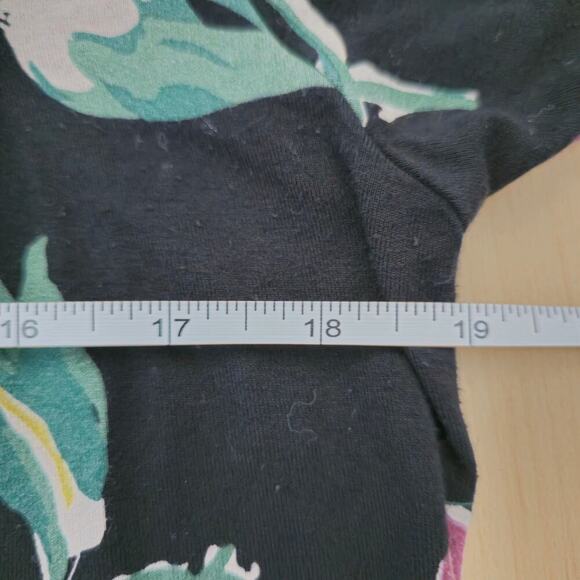 Lauren Ralph Lauren Black Floral Print Jersey Tie Neck Blouse Long Puff Sleeve M - Picture 8 of 9